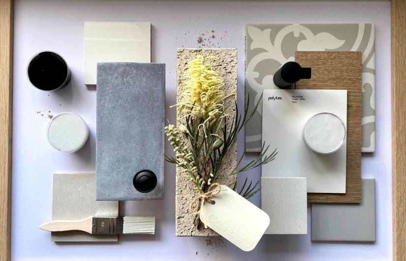 COLORBOND® steel. Tree Change. Flatlay inspiration board by Bromwyn Meakins-Lines