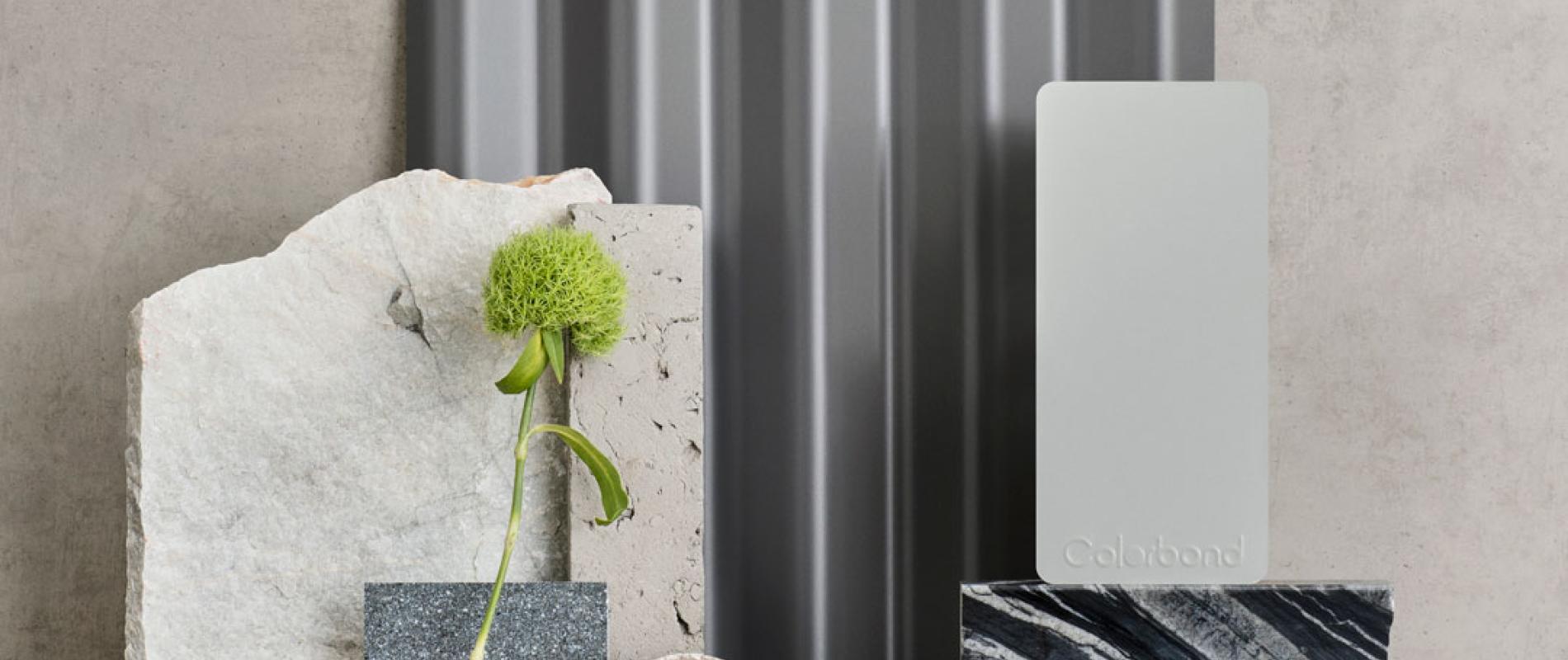 Mid Tone Flatlay with COLORBOND® steel in Basalt®  and Shale Grey®