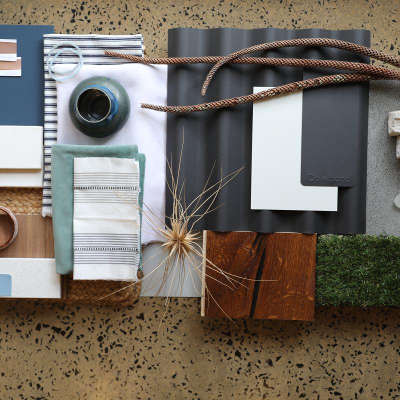 COLORBOND® steel.  Colours of Australia. Flatlay inspiration board.