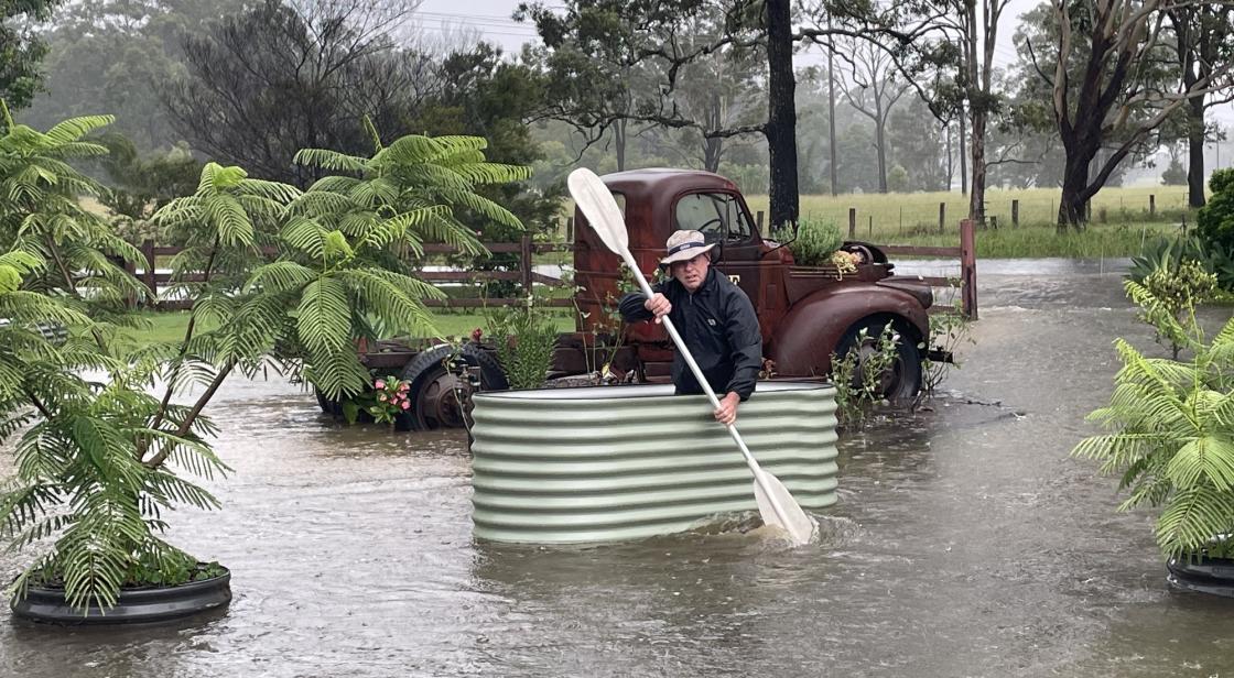 My curving quality Colorbond steel garden beds are multi tasked in times of flood.